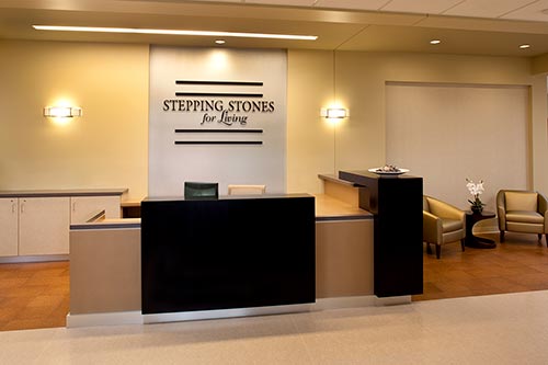 The day program reception desk at Stepping Stones For Living in Hermantown, MN.
